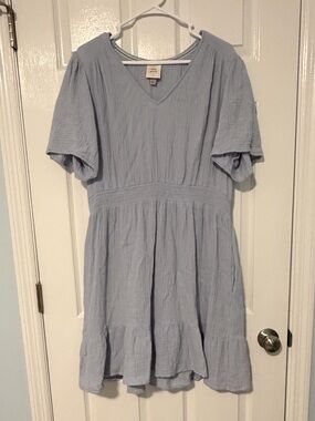 Knox Rose Pale Blue V-Neck Textured Dress